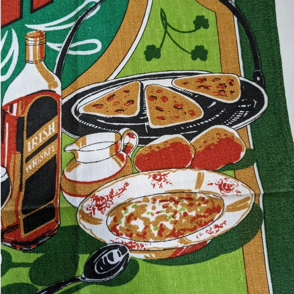 Vintage‎ Irish Recipes Linen Tea Towel Linen/Cotton Blend Ireland Souvenir Gift